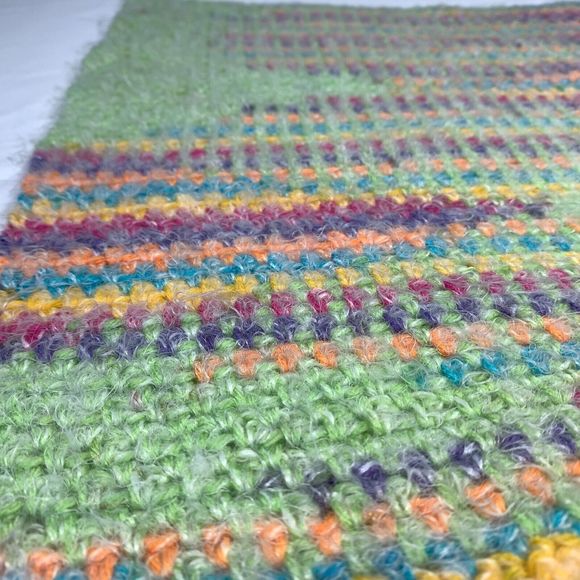 Baby Lovey Small Security Blanket Soft Multicolor Crochet Bunny Rabbit in Scarf - Picture 4 of 11